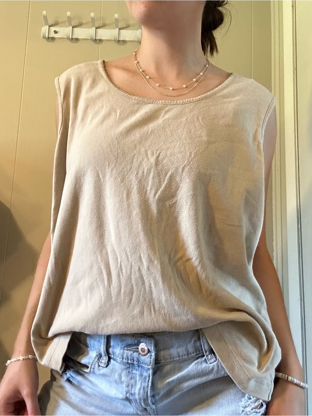 White Stag XL Beige Scoop Neck Sleeveless Tank